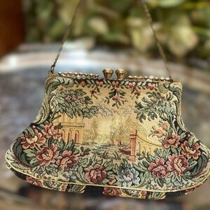 1930’s Jolles Original Austria Jeweled Petit Point Tapestry Bag Rhinestones